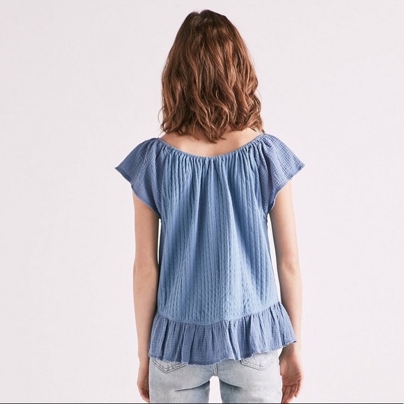 Lucky Brand Textured Woven Mix Media Top - Picture 2 of 6
